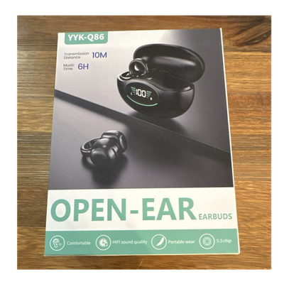YYK-Q86 Open-Ear Wireless Bluetooth Earbuds Black Built-In Mic Double Earpiece