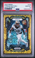 2023 Panini Prizm Tyrann Mathieu /24 Gold Sparkle #218 PSA 10