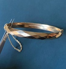 Vintage 9ct rolled Gold Metal Core Hinged Bangle diamond cut harlequin – 18.9g