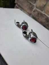 Vintage Chrome Bullet Motorcycle Taillight Pair Red Lens Clamp Mount Bobber Vintage Chrome Bullet Motorcycle Taillight Pair Red Lens Clamp Mount Bobber