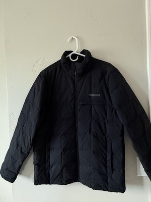 Marmot Mountain Works Puffer Jacket Mens M Black Quilted Full Zip Logo