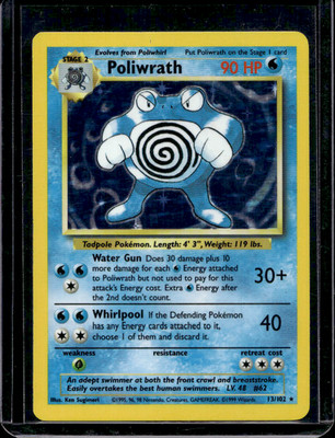 Pokmon TCG Base Set Unlimited Poliwrath Holo Rare 15/130 (D)