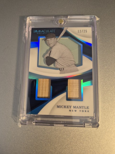 DA75285 2017 Immaculate Collection Shadowbox DUAL BAT Mickey Mantle #12/25