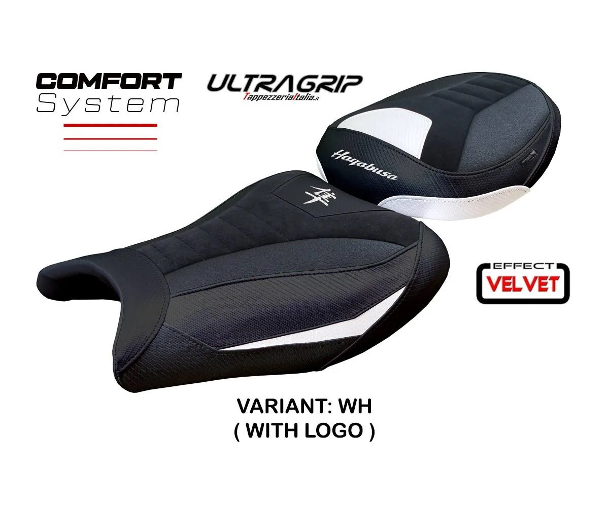 Seat cover Japan Velvet UG Comf Whi+logo Tpz SUZUKI GSXR 1300 HAYABUSA 2008 2020