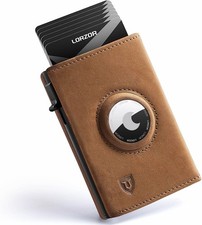 AirTag Wallet - Full Grain Leather, Mens Minimalist Wallet with Apple Air Tag...