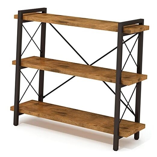 Industrial 3-Tier Bookshelf Rustic Brown 35.8W x 35.8H