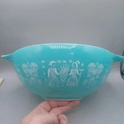 Pyrex Cinderella Mixing Bowl 444 Turquoise White Amish Butterprint 4 Qt Vintage