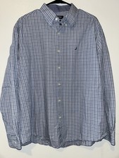 Men s Nautica 34/35 Blue Button Up Long Sleeve 17 EUC