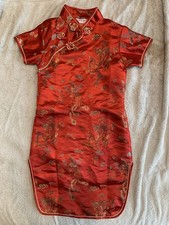 Kids Girls Chinese Cheongsam Dress Size 8 Floral Dragon Print Made In China