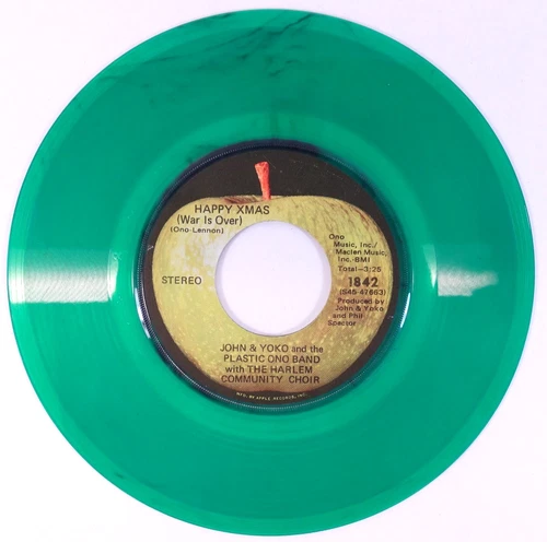Beatles 45 John and Yoko Happy Xmas 1971 - Rare Green with Black Swirls Beatles