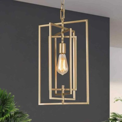 Uolfin Modern Gold Kitchen Island Large Single Pendant Light, 1-Light Geometric