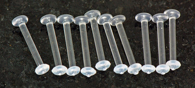 10 Pc 12g 5/8'' Acrylic tongue rings tongue retainers w/ clear o rings no metal