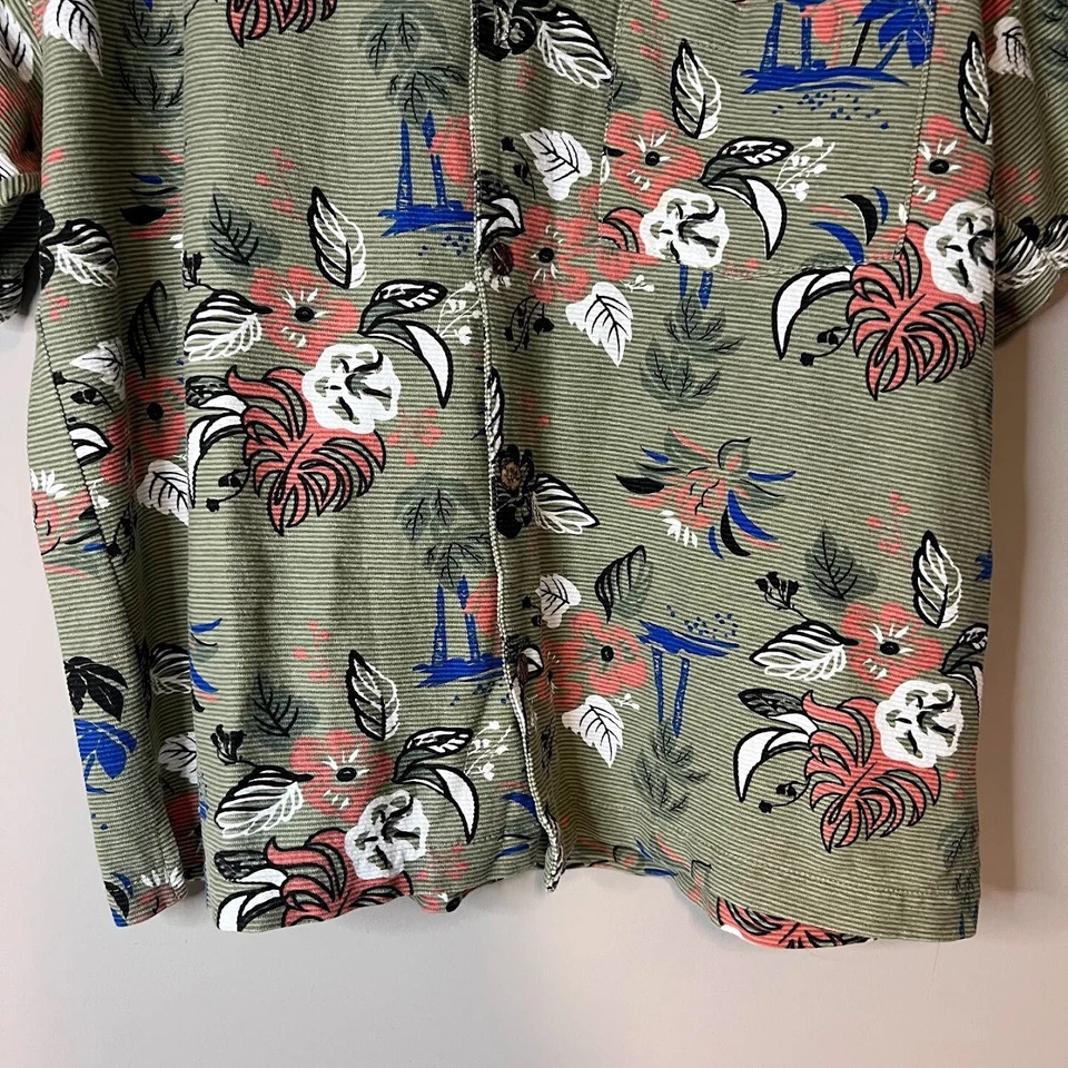 VTG Jimmy'Z All Hawaiian Tiki Textured Over Print Button Up Shirt Skater Mens M - Image 3 of 4