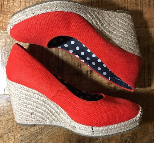 Merona Womens size 10 shoes canvas Pumps Platform Jute Heels Orange Espadrille - Picture 4 of 6