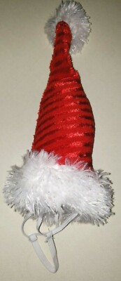 TIME FOR JOY CHRISTMAS DOG SANTA CLAUS HAT FURRY TRIM SIZE SMALL/MEDIUM PETS @@