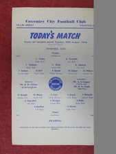 COVENTRY CITY v READING | 1964/1965 | RESERVES | 25 AUG 1964 | UK FREEPOST