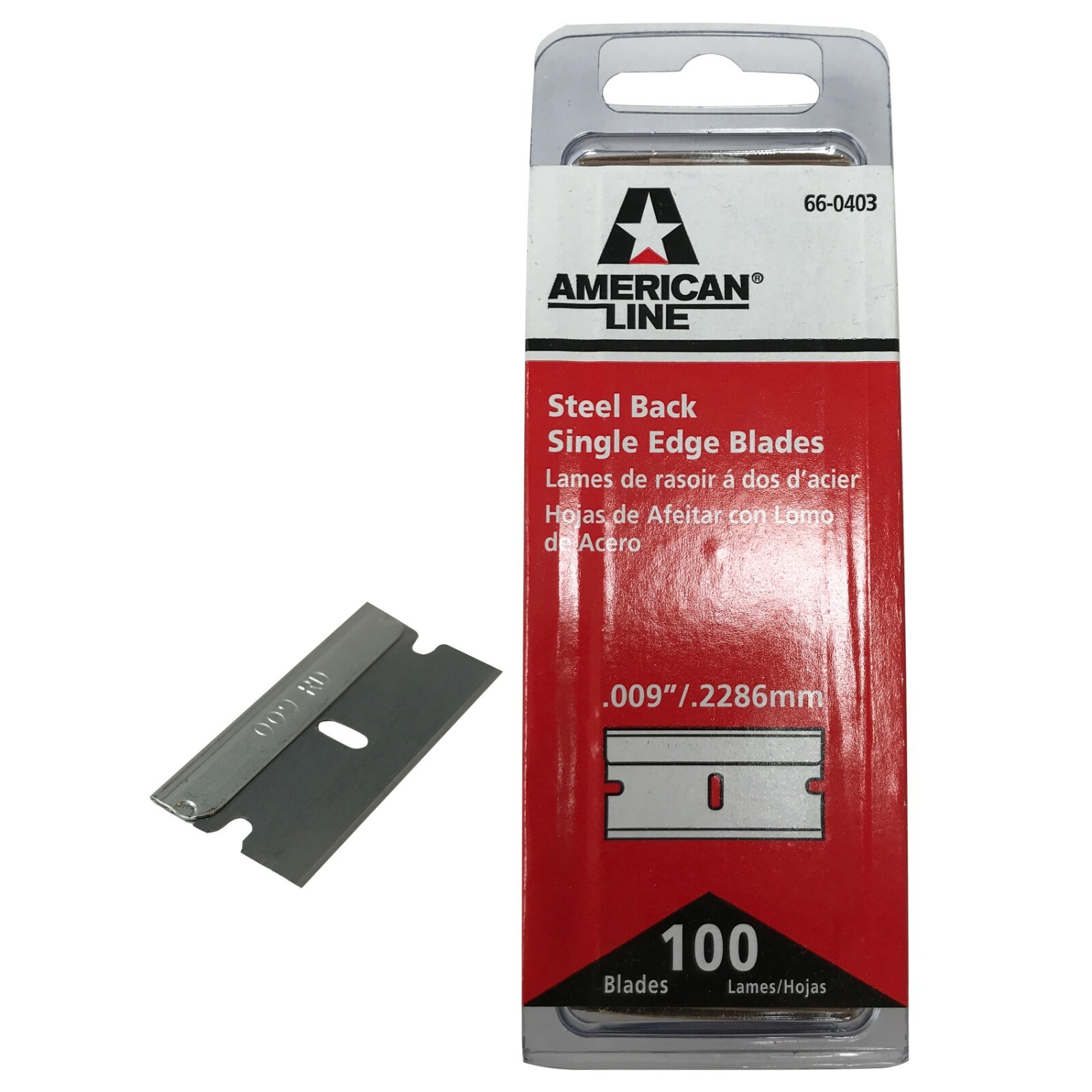 100 Pack Steel Back .009" Single Edge Razor Blades Scraper Cutter Straight Knife