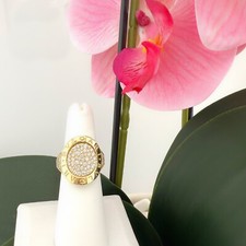 BVLGARI Bvlgari Pave Diamond Circle Signature Ring in 18k Yellow Gold