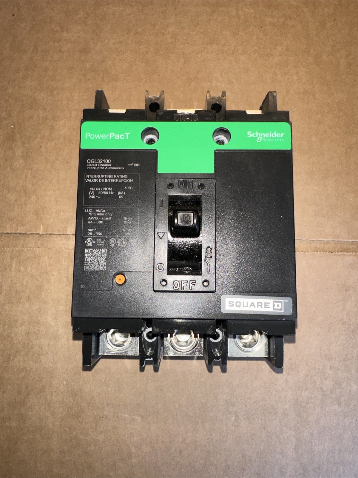 New PULL Out Square D QGL32100 PowerPact 100 AMP 3 POLE Circuit Breaker ...
