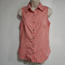 Columbia GRT Women Pink Sleeveless Collared Button-Down Blouse Shirt Size S