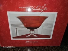 Home Accents New In Box Compote Red Crystal Glass VTG