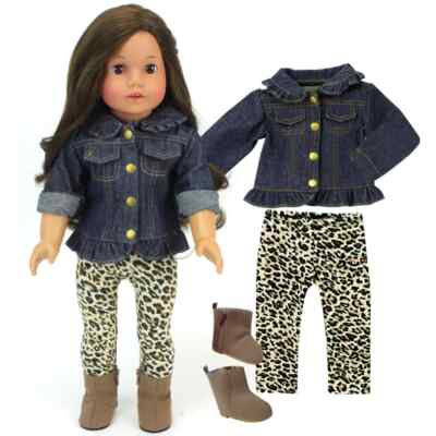 Doll Clothes 18'' Jean Jacket Pants Black Boots Tan Sophia's Fits AG Dolls