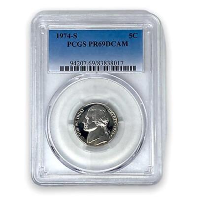 【博物館級】PCGS PR69DCAM 1974-F 独50Pf POP1 1974-S Jefferson Nickel PCGS Graded Proof 69 Deep Cameo PR69DCAM