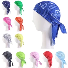 Men Durag Du Rag Headwear Head Wrap Skull Cap Bandana Headband Beanie Bike Hat