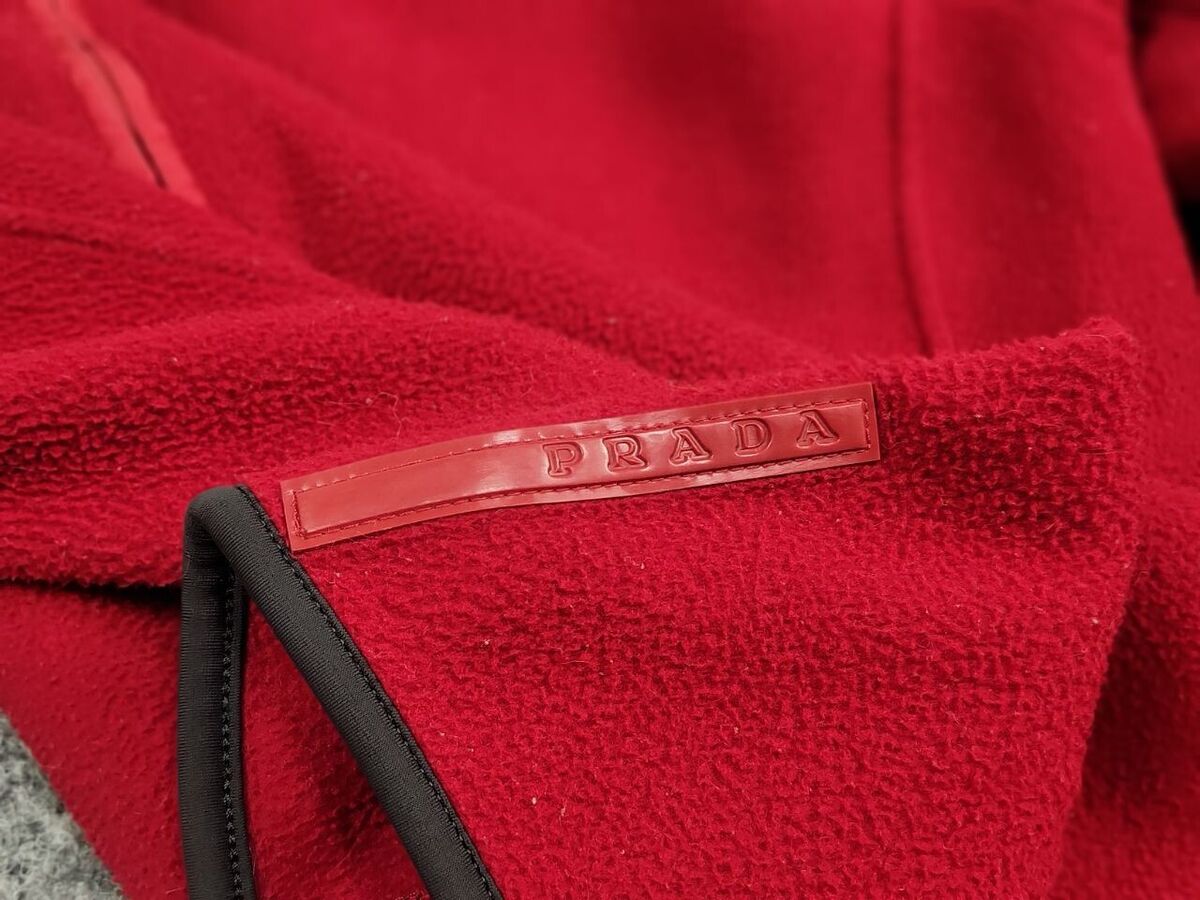 Vintage 00's Prada Archive Red Fleece Nylon Full Zip Vintage 00's Prada Archive Red Fleece Nylon Full Zip