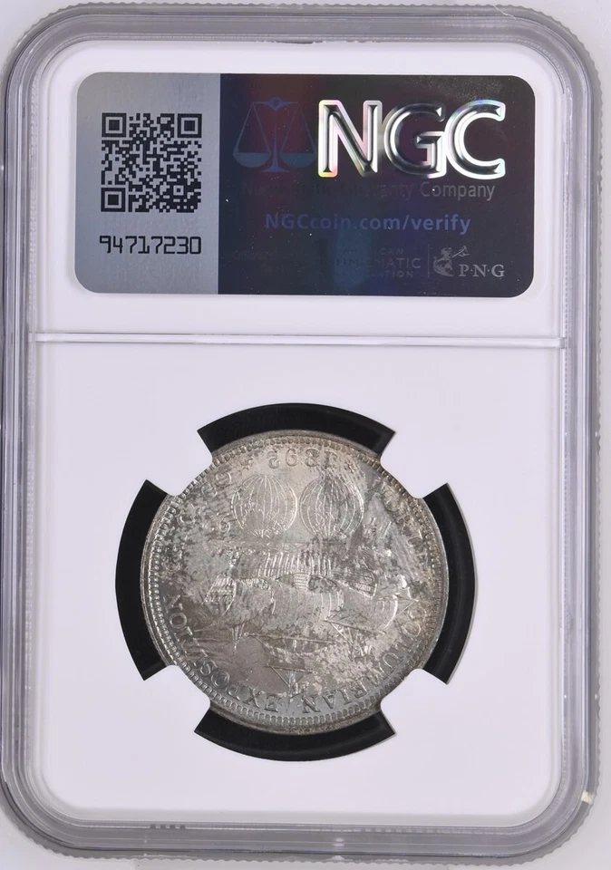 1892 COLUMBIAN EXPO COMMEMORATIVE SILVER HALF DOLLAR NGC MS 64 - TONED - Image 2 of 4