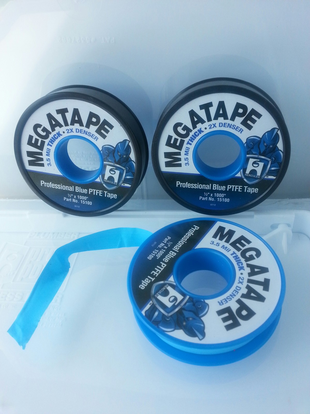 Megatape-Professional Blue PTFE Tape-1/2" x 1000" 3.5 MIL Thick-2x Denser Case