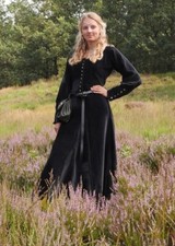 SALE! Velvet Cotehardie, Medieval Dress, Black Size XL
