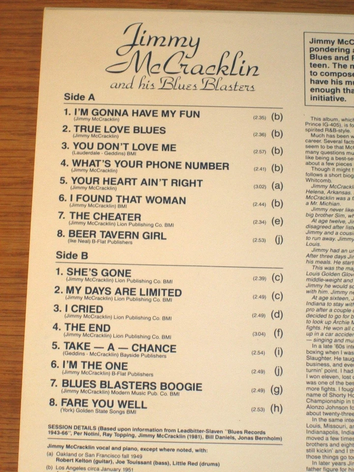 LOT of 2 IMPORT BLUES LPs - JIMMY McCRACKLIN - ROUTE 66 KIX-12 & KIX-29 - Image 4 of 4