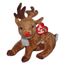 Ty Beanie Baby ❤️ ROXIE Red Nosed Reindeer 7'5' Stuffed Plush New MWMT's