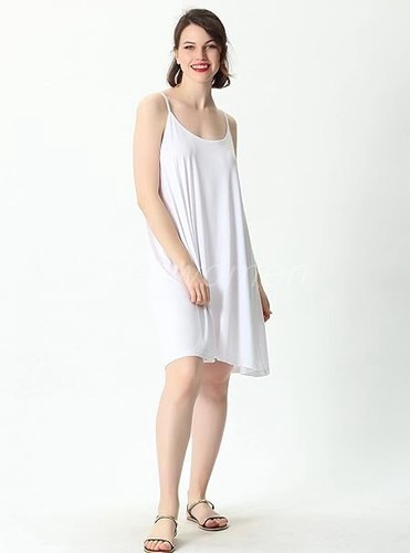 Women Loose Bamboo Nightgown Chemise Camisole Dress Full Slip Dresses Sleepwear - Picture 13 of 18