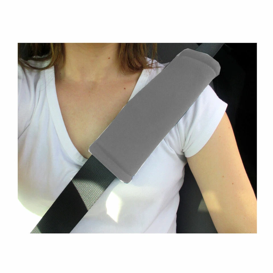 New 4PC GRAY Universal Fit Car Truck Suv Van Headrest Covers & Seat Belt Pads - Image 3 of 4