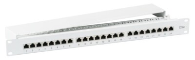 19'' Patchpanel Cat.5e 250MHz 24-Port 1HE RJ45 geschirmt grau 2,5GB 37668.1M
