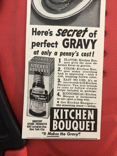 1943 Kitchen Bouquet Gravy Seasoning PRINT AD Secret of Perfect Gravy VTG 1940s - Picture 3 of 3