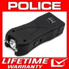POLICE Stun Gun 398 Mini Rechargeable With LED Flashlight Black
