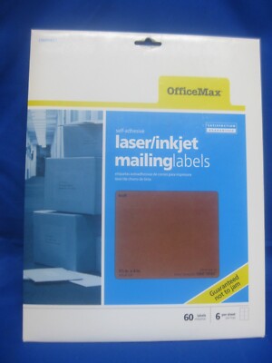 2 Packs Office Max Laser/Inkjet  Mailing Labels, 3 1/3'' x 4 in,  120 labels