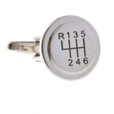 6 Speed Gear Stick Shift Knob Cufflinks Pair Presentation Gift Box & Polishing