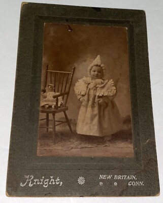Rare Antique IDd Adorable Girl Elizabeth Eddy Toy Doll CT Cabinet Photo US