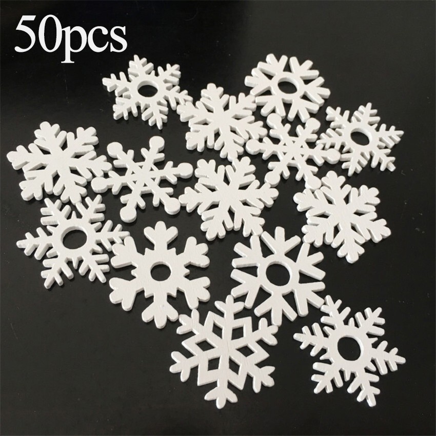 Wooden snowflakes Display Hanging Ornaments Party Pendants White
