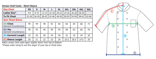 NEW KNG Active Chef Coat Traditional Buttons Short Sleeve Sushi Emblem SZ Small - Picture 7 of 7