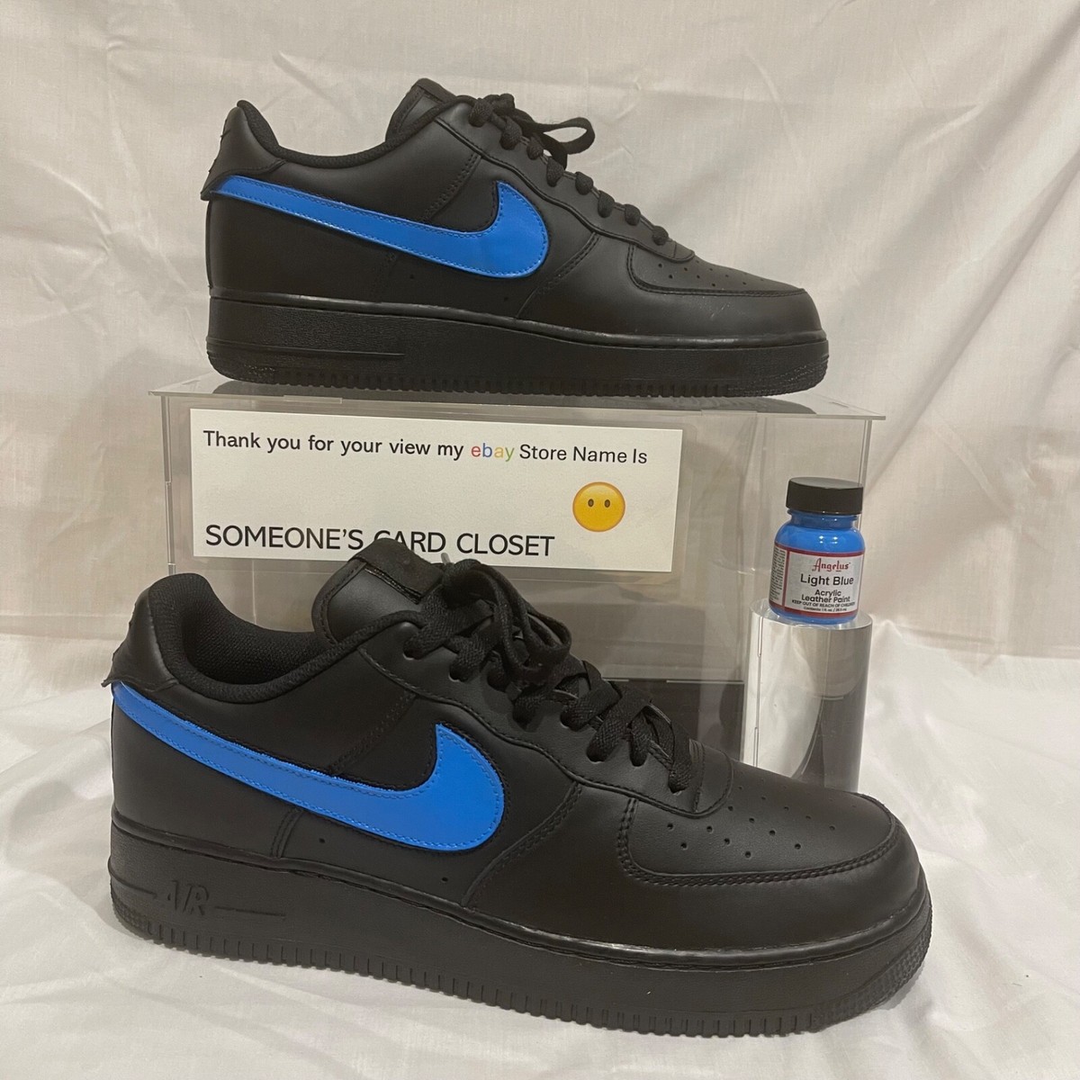 Navy Blue Tick Air Forces With Blue Check Nike Air Force Low Black