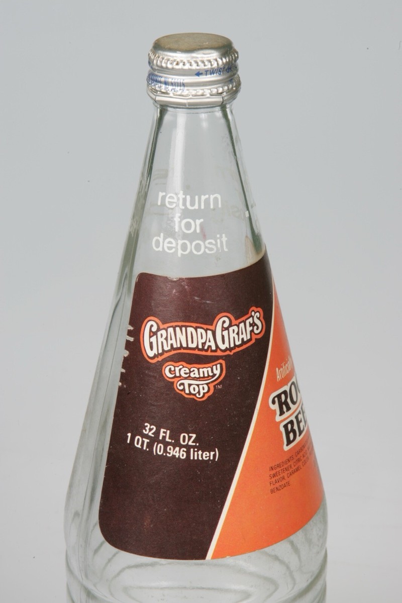 Vintage Grandpa Graf's Creamy Top Root Beer 32oz Soda Bottle