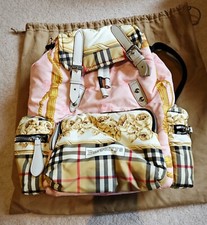 Burberry Women's Backpack Nylon Pink Gold Check Small Medium