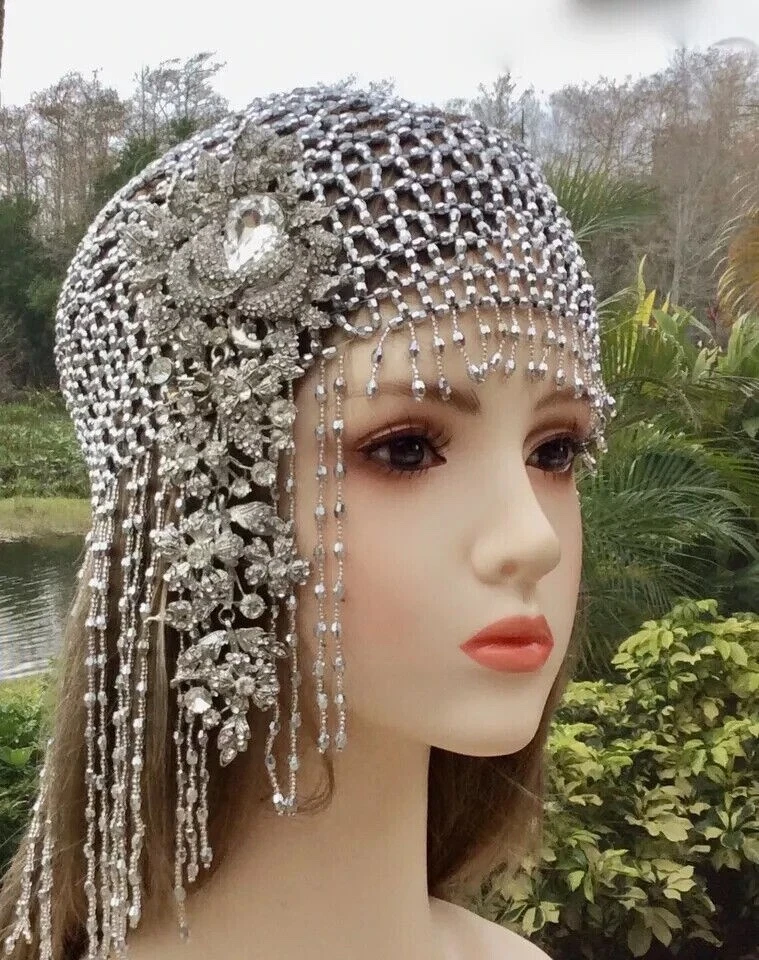 Great Gatsby Art Deco Flapper años 20 sombrero Cloche Foto 3 de 4