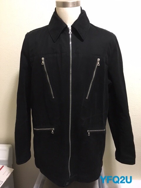 ジャケット・アウター a.p.c. leather zip jacket made in france APC Black Multi-Zip UTILITY / DUTY JACKET Sz-2 (Large) Made in