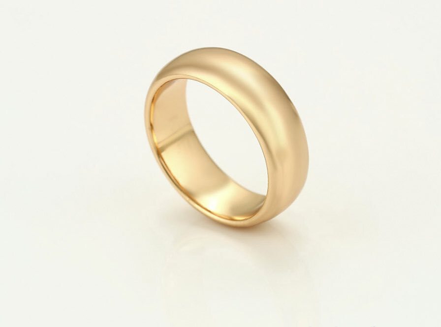 18k 18ct Yellow Gold Plated D Shaped Wedding Band  Ring . width=6mm . All sizes